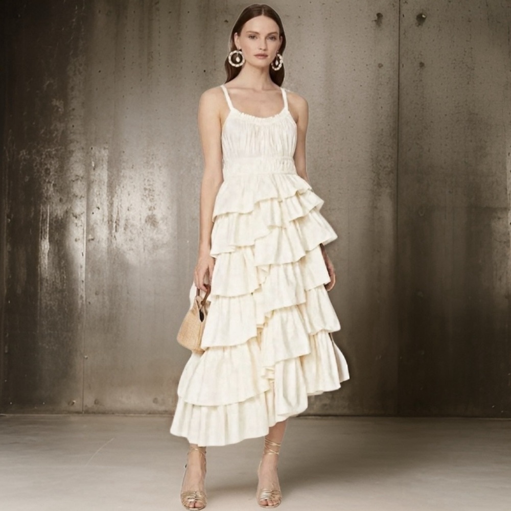 ULLA JOHNSON Estela Tiered Ruffled Dress